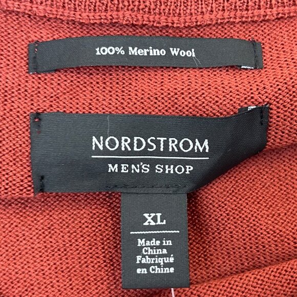 Nordstrom Mens Burgundy Russet 100% Merino Wool Crewneck Sweater Size XL - New - Picture 5 of 7